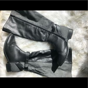 NWOT Wide calf black and grey boots